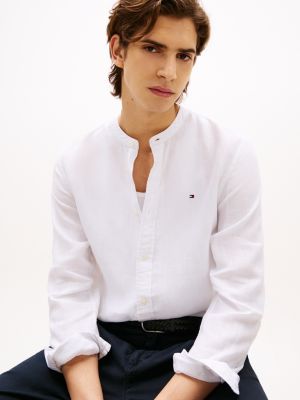 white washed pure linen shirt for men tommy hilfiger