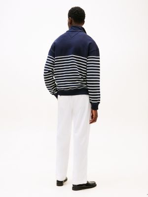 multi stripe half-zip relaxed sweatshirt for men tommy hilfiger