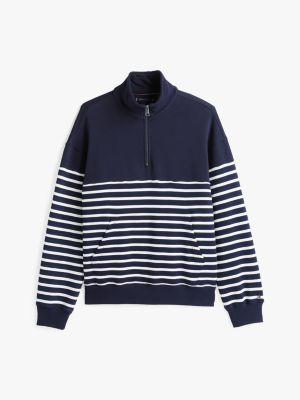 multi stripe half-zip relaxed sweatshirt for men tommy hilfiger