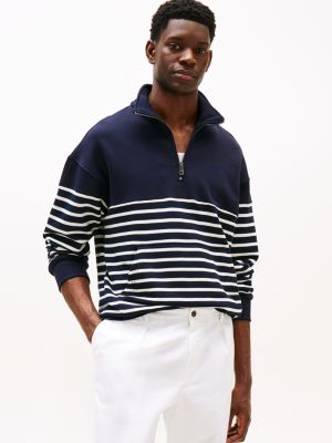 multi stripe half-zip relaxed sweatshirt for men tommy hilfiger