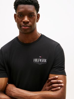 t-shirt con logo nero da uomini tommy hilfiger