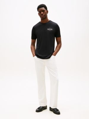 t-shirt con logo nero da uomini tommy hilfiger