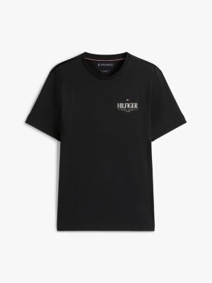 t-shirt con logo nero da uomini tommy hilfiger