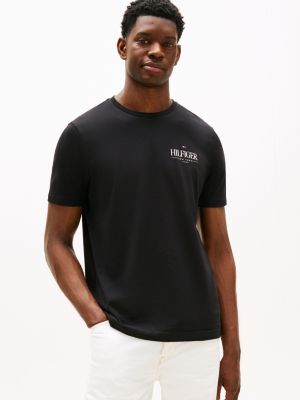 black t-shirt z okrągłym dekoltem z logo dla mężczyźni - tommy hilfiger