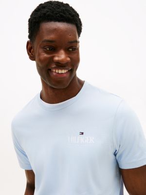blau rundhals-t-shirt mit logo für herren - tommy hilfiger