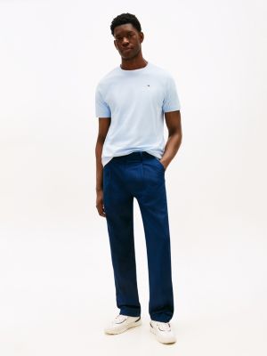 blau rundhals-t-shirt mit logo für herren - tommy hilfiger