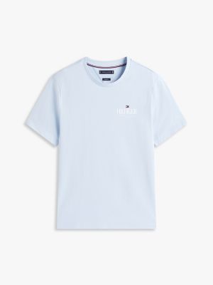 blau rundhals-t-shirt mit logo für herren - tommy hilfiger