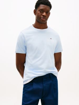 blue rundhals-t-shirt mit logo für herren - tommy hilfiger