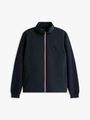 blau harringtonjacke mit tommy-tape-reißverschluss für herren - tommy hilfiger