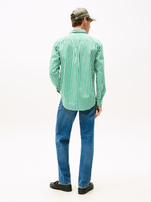 grün th flex regular fit hemd mit streifen für herren - tommy hilfiger