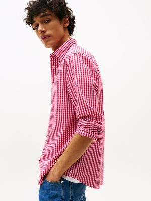 pink th flex regular fit hemd mit vichy-karo für herren - tommy hilfiger