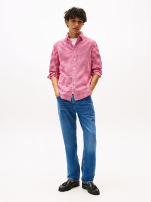 chemise coupe standard th flex en vichy rose pour hommes tommy hilfiger