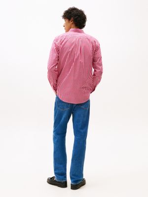 chemise coupe standard th flex en vichy rose pour hommes tommy hilfiger