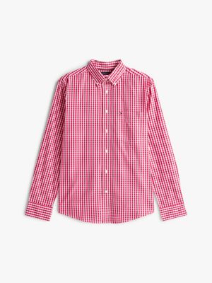 chemise coupe standard th flex en vichy rose pour hommes tommy hilfiger
