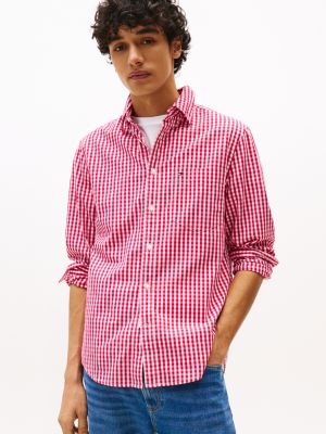 pink th flex regular fit hemd mit vichy-karo für herren - tommy hilfiger