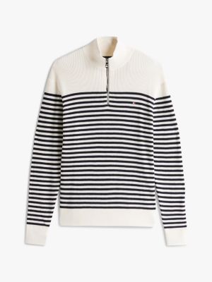 multi adaptive flag embroidery quarter-zip jumper for men tommy hilfiger