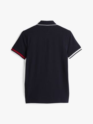 polo adaptive distintivo de corte slim azul de hombres tommy hilfiger