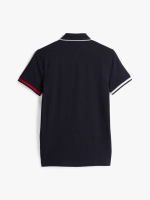 polo adaptive slim fit con dettagli iconici blu da uomini tommy hilfiger