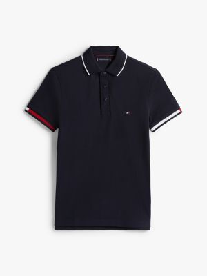 polo ajusté adaptive emblématique blue pour hommes tommy hilfiger