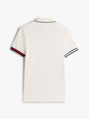 polo adaptive slim fit con dettagli iconici bianco da uomini tommy hilfiger