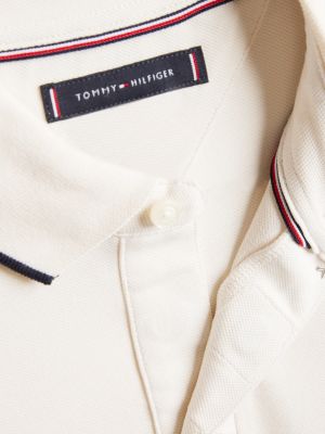 polo adaptive slim fit con dettagli iconici bianco da uomini tommy hilfiger