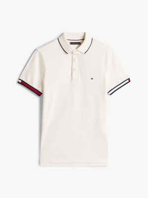 polo adaptive slim fit con dettagli iconici bianco da uomini tommy hilfiger