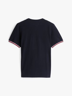 blue adaptive global stripe cuff t-shirt for men tommy hilfiger