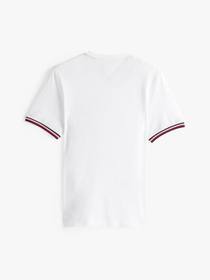 white adaptive global stripe cuff t-shirt for men tommy hilfiger