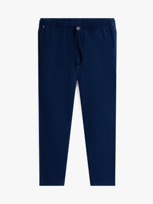 blue adaptive harlem relaxed linen blend trousers for men tommy hilfiger