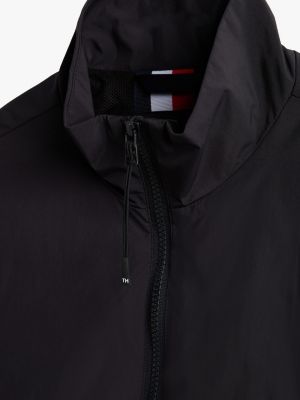 black adaptive funnel neck zip-thru jacket for men tommy hilfiger