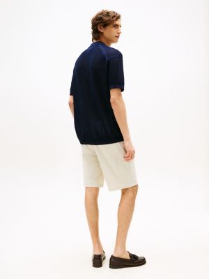schwarz relaxed fit kurzarm-hemd in mesh-optik für herren - tommy hilfiger