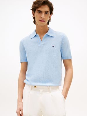 polo in maglia con motivo a righe white;black da uomini tommy hilfiger