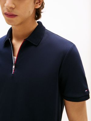 braun regular fit poloshirt mit reißverschluss für herren - tommy hilfiger