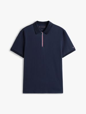 braun regular fit poloshirt mit reißverschluss für herren - tommy hilfiger