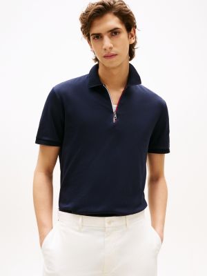brown regular fit poloshirt mit reißverschluss für herren - tommy hilfiger