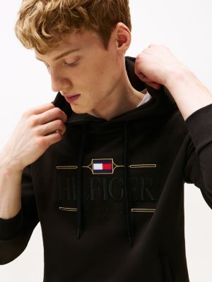 black tonal logo embroidery hoody for men tommy hilfiger