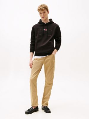 black tonal logo embroidery hoody for men tommy hilfiger