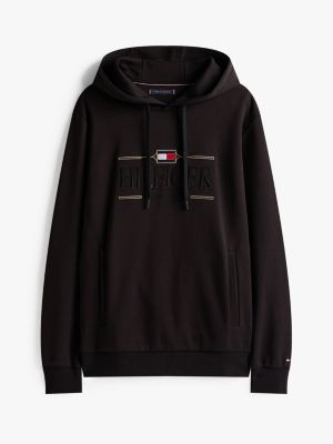 black tonal logo embroidery hoody for men tommy hilfiger