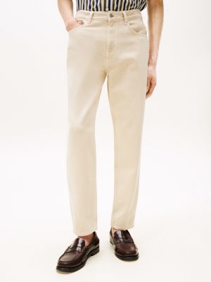 beige harlem washed tapered jeans for men tommy hilfiger
