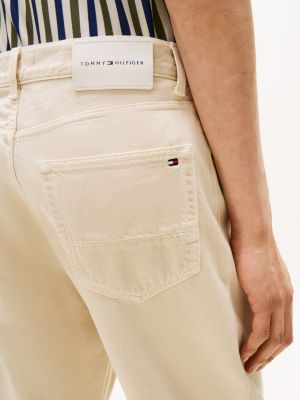 beige harlem washed tapered jeans for men tommy hilfiger