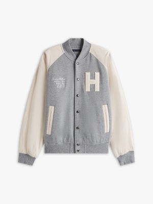 grey athleisure relaxed bomber jacket for men tommy hilfiger