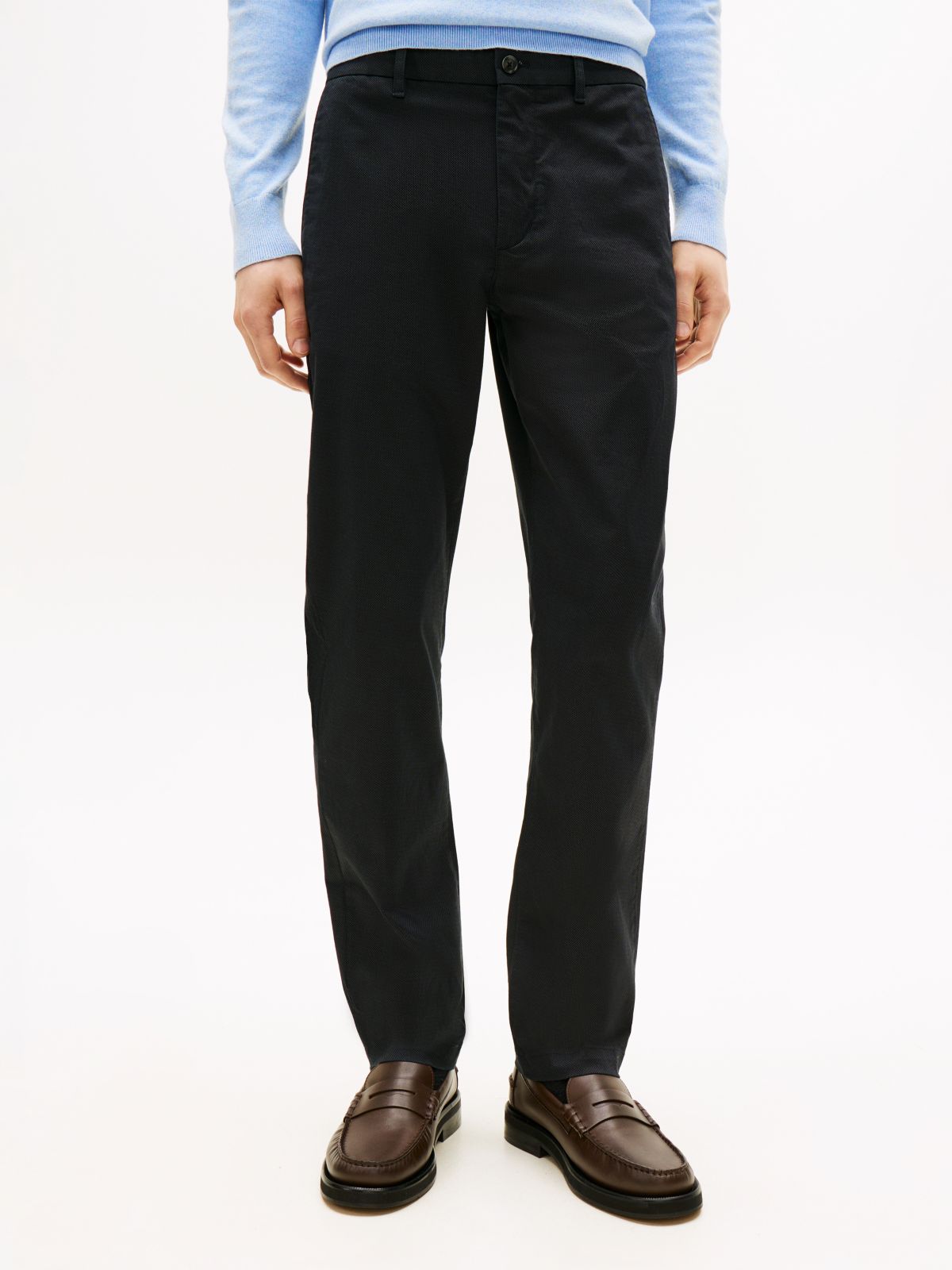 Denton Textured Print Straight Leg Chinos — Blue