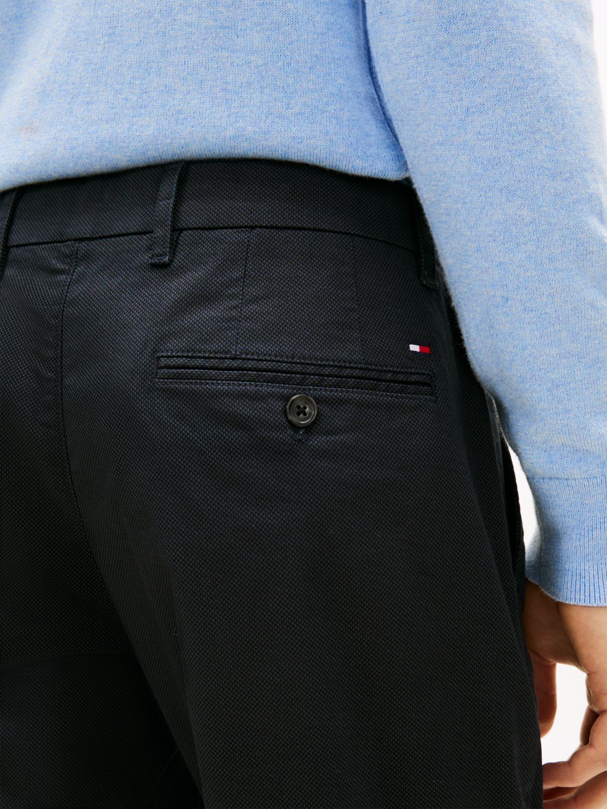 Denton Textured Print Straight Leg Chinos — Blue