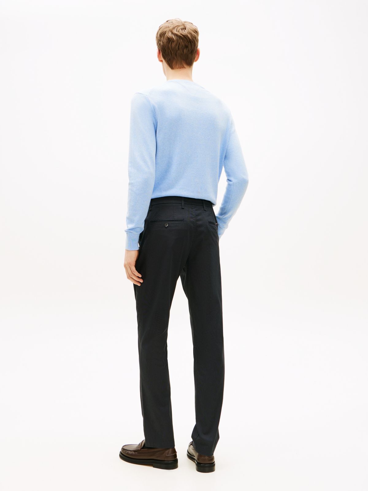 Denton Textured Print Straight Leg Chinos — Blue