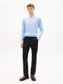 Denton Textured Print Straight Leg Chinos — Blue 1