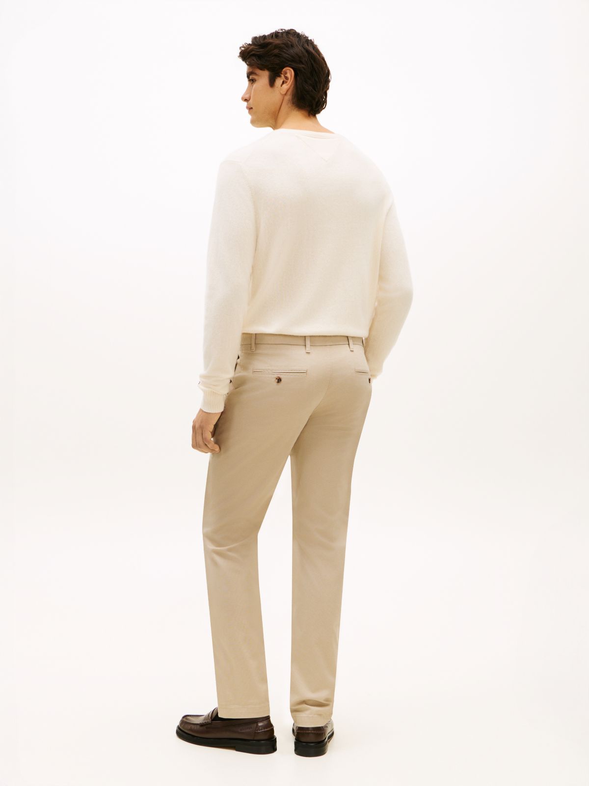 Denton Textured Print Straight Leg Chinos — Beige