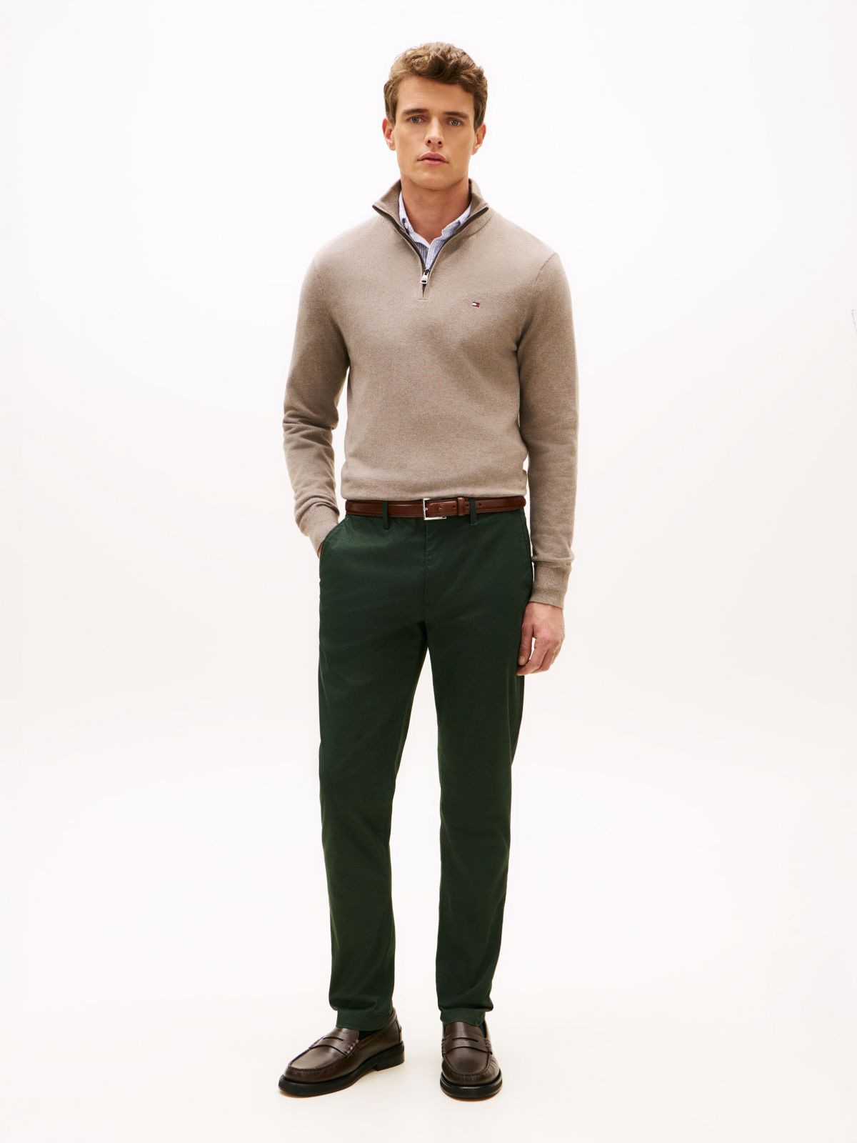 Bleecker Print Slim Chinos — Green