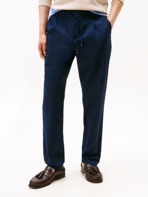 blue performance harlem tapered twill trousers for men tommy hilfiger