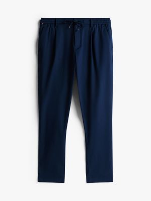 blue performance harlem tapered twill trousers for men tommy hilfiger