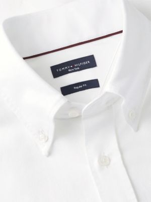 wit regular fit oxford overhemd met new york-label voor heren - tommy hilfiger